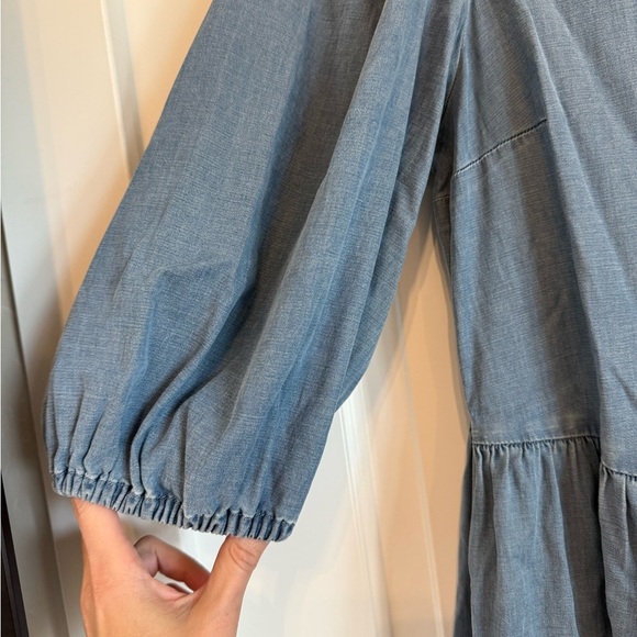 EXPRESS blue chambray boho mini dress women's M - Picture 7 of 8